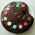 Gâteau d'anniversaire palette de peintre